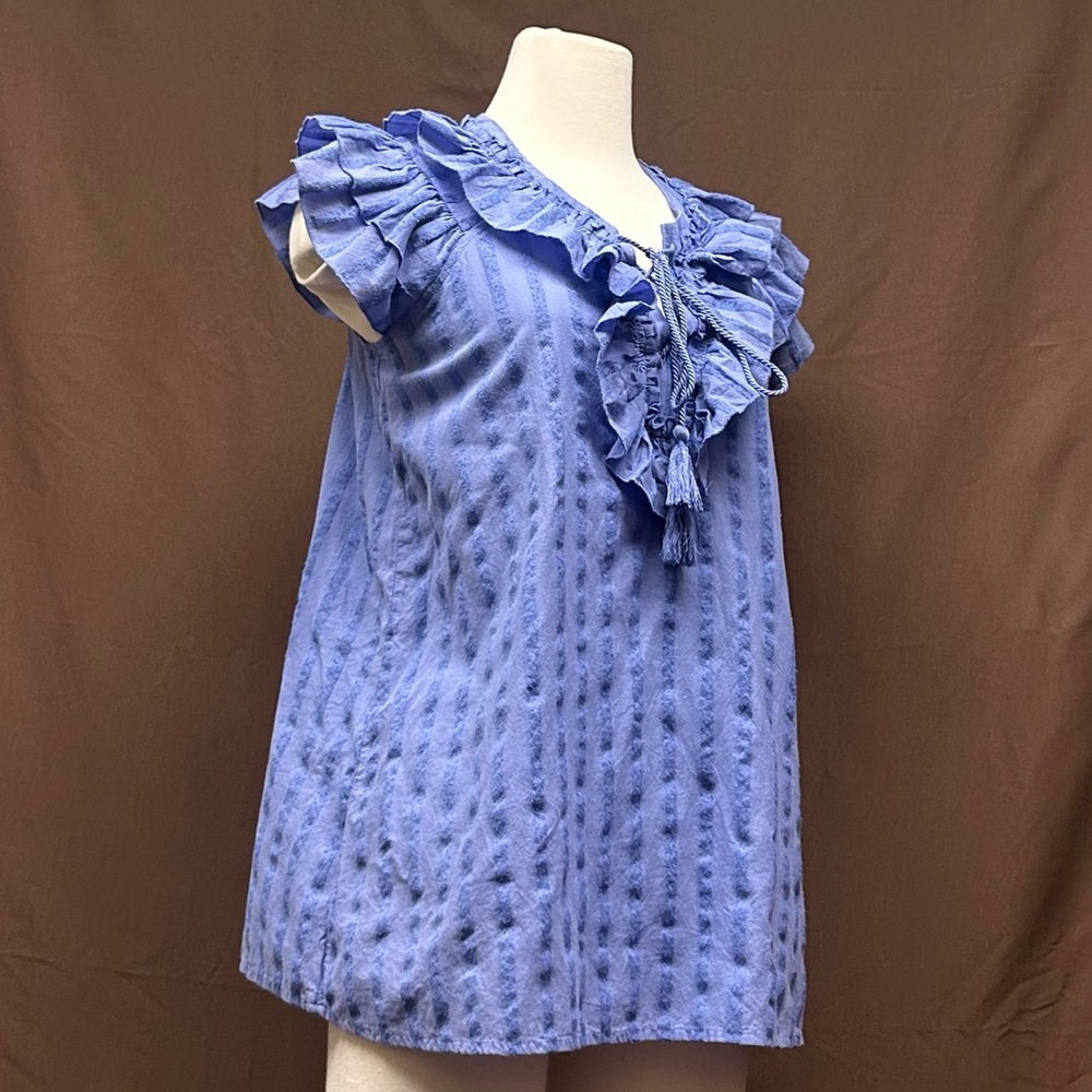 Purple ruffle blouse with tie